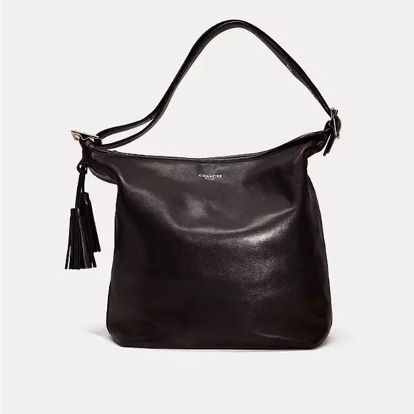 Coach Legacy Tassel Shoulder Tote Bag Leather Black - Picture 1 of 8
